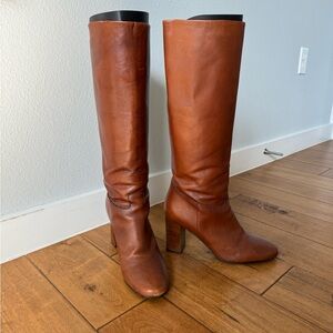 knee-high, authentic leather boots in tan brown. EUR 40